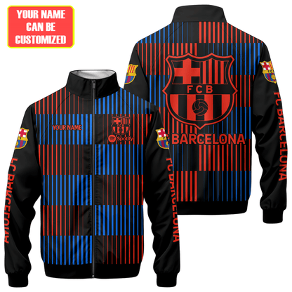 Personalized Barcelona FC Zipper Stand Collar Jacket & Sweatpants V4