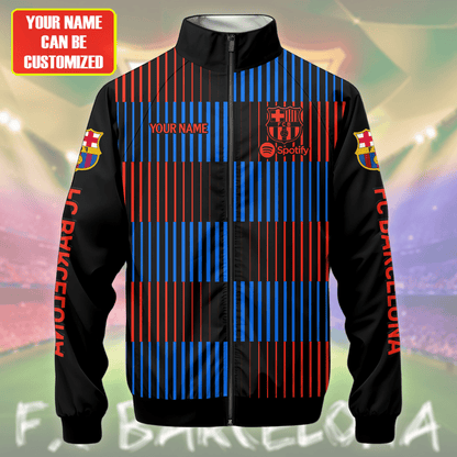 Personalized Barcelona FC Zipper Stand Collar Jacket & Sweatpants V4