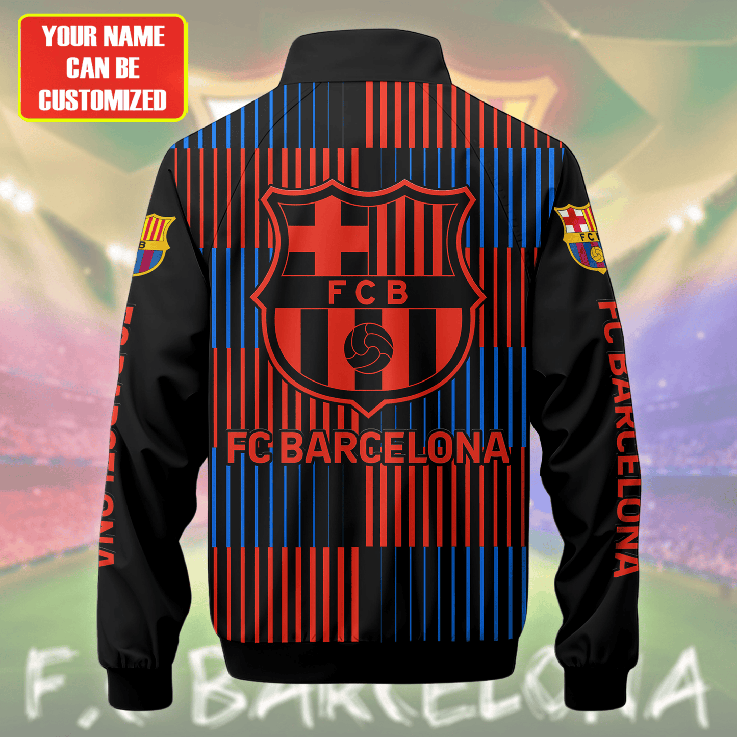 Personalized Barcelona FC Zipper Stand Collar Jacket & Sweatpants V4