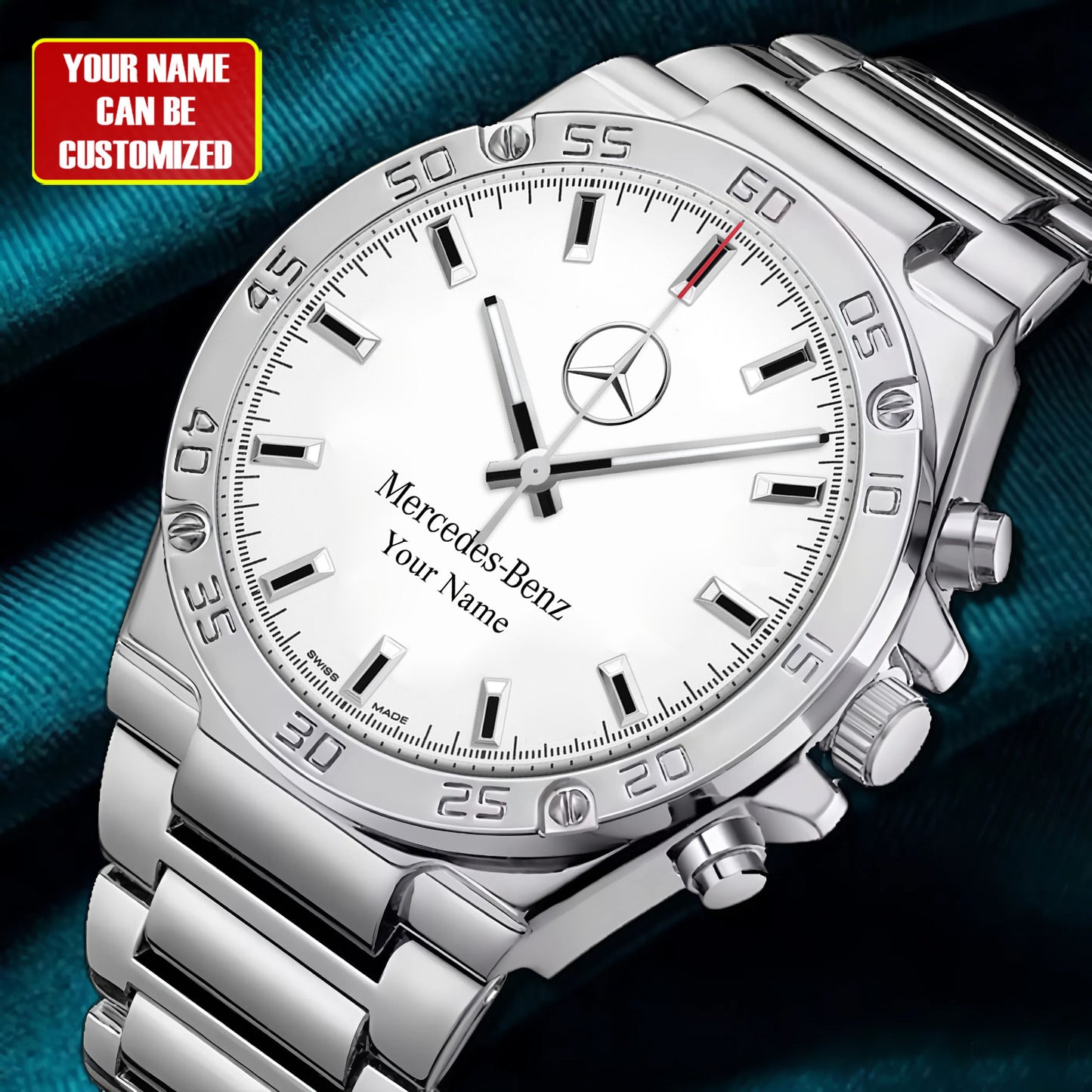 Personalized Merc Zenith Dial Steel Watch P100501