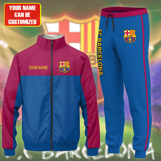 Personalized Barcelona Zipper Stand Collar Jacket & Sweatpants Set V2