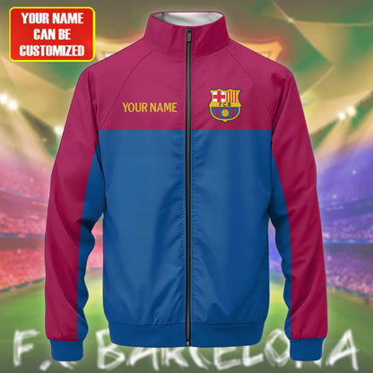 Personalized Barcelona Zipper Stand Collar Jacket & Sweatpants Set V2