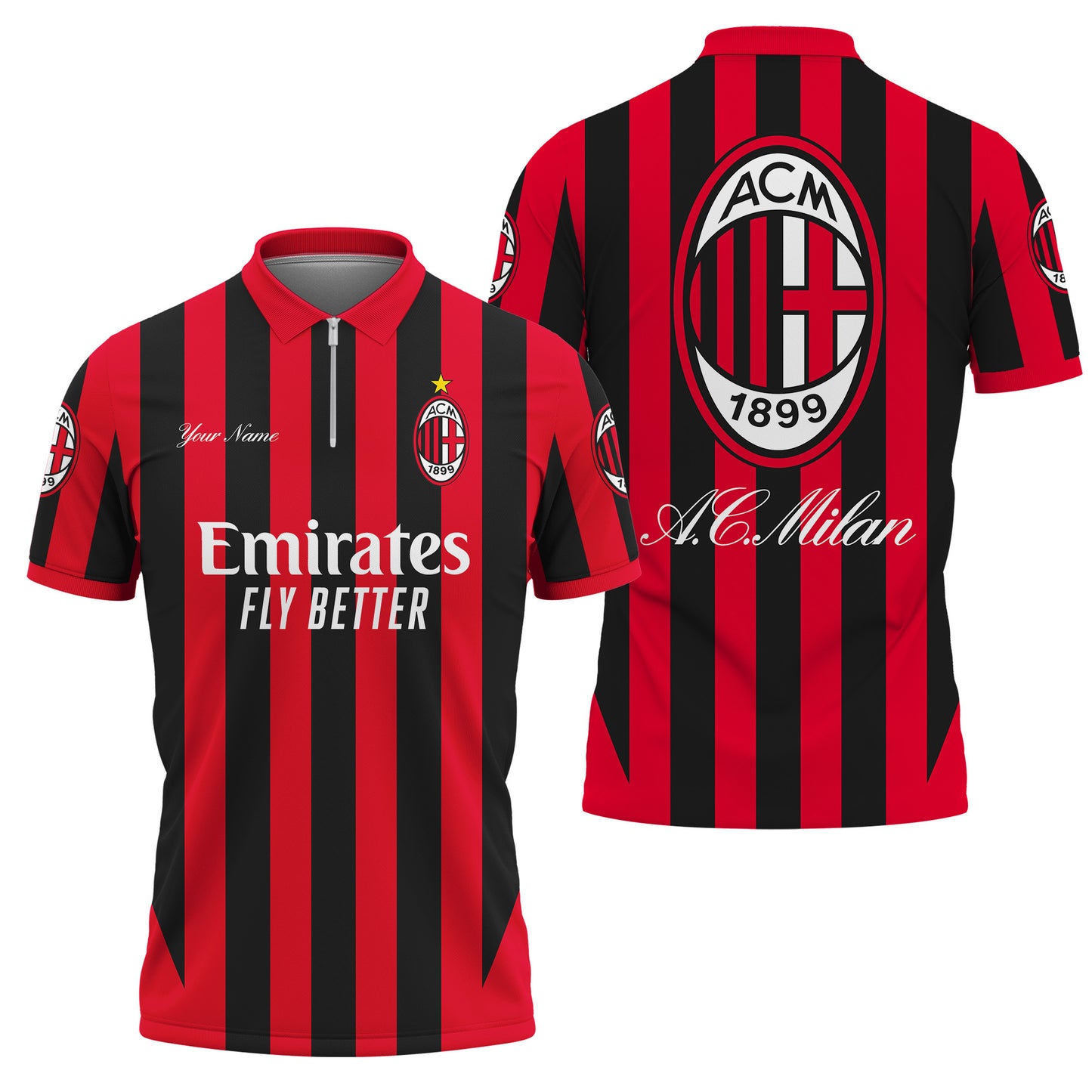 Personalized AC Milan 3D Full Printing Set ,AC Milan Shirt , Hoodie , Short , Polo ,hawaii V2