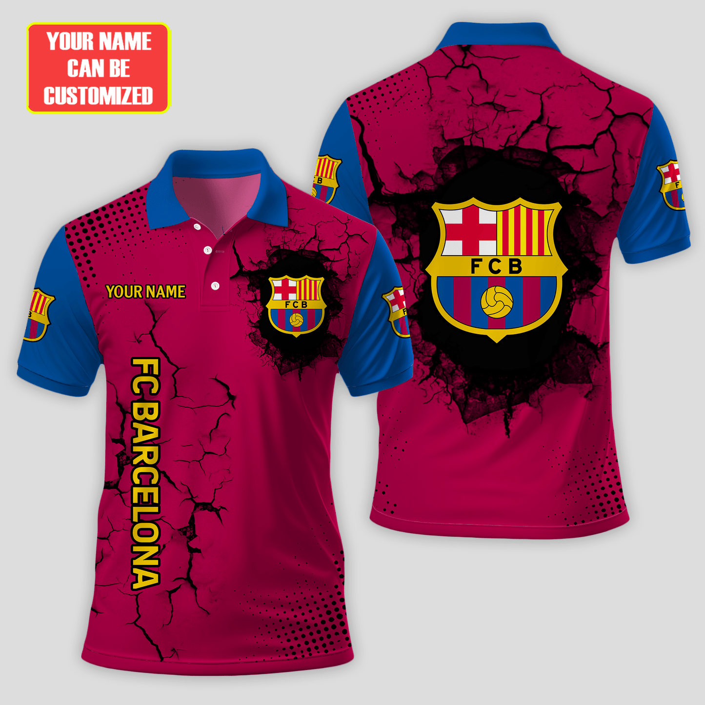 Personalized Barcelona Crack 3D Full Printing Set , Barcelona FC Shirt , Barcelona Set , Zipper Polo, Hoodie , Short , Polo , hawaii