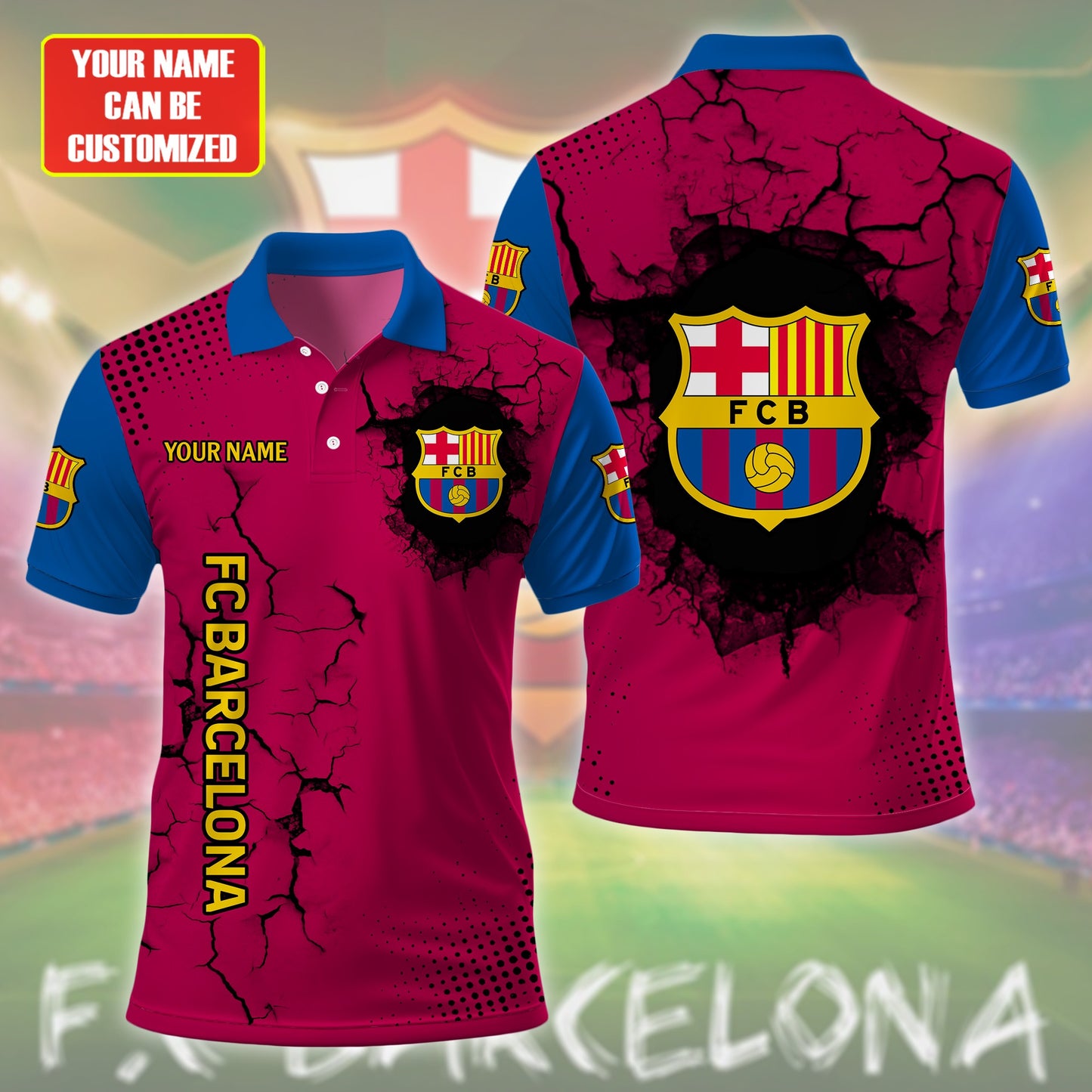 Personalized Barcelona Crack 3D Full Printing Set , Barcelona FC Shirt , Barcelona Set , Zipper Polo, Hoodie , Short , Polo , hawaii