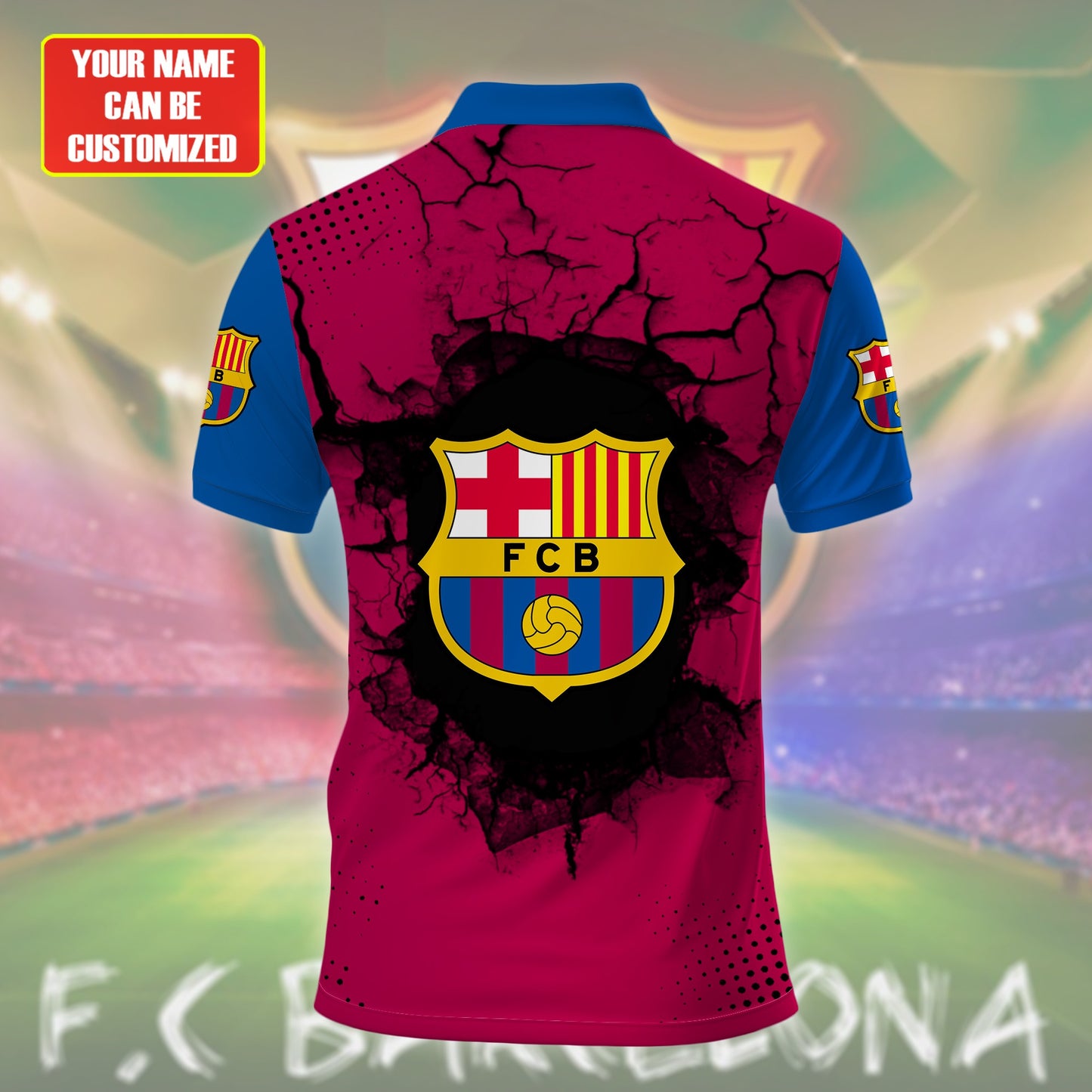 Personalized Barcelona Crack 3D Full Printing Set , Barcelona FC Shirt , Barcelona Set , Zipper Polo, Hoodie , Short , Polo , hawaii