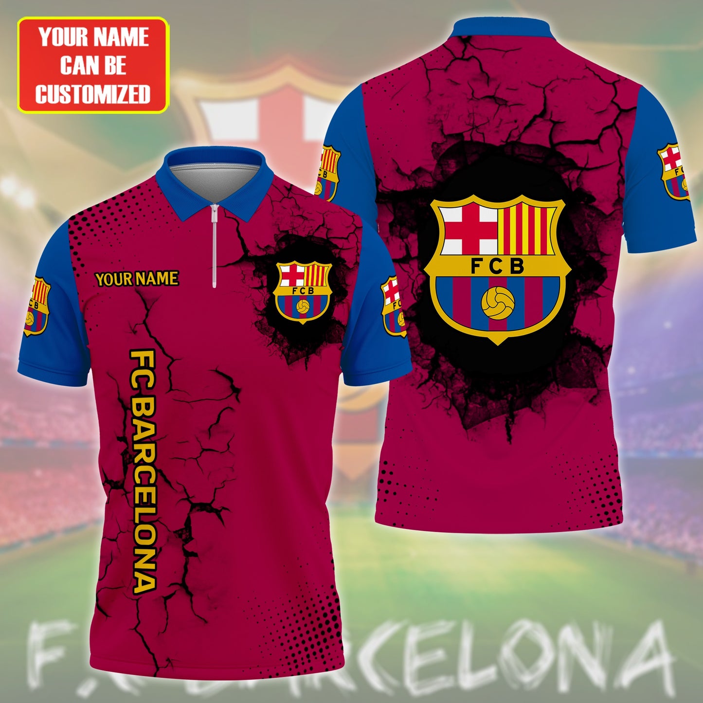 Personalized Barcelona Crack 3D Full Printing Set , Barcelona FC Shirt , Barcelona Set , Zipper Polo, Hoodie , Short , Polo , hawaii