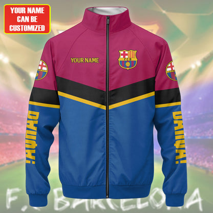 Personalized Barcelona Zipper Stand Collar Jacket & Sweatpants Set V3