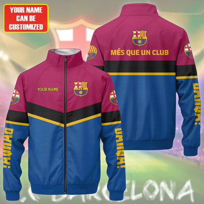 Personalized Barcelona Zipper Stand Collar Jacket & Sweatpants Set V3