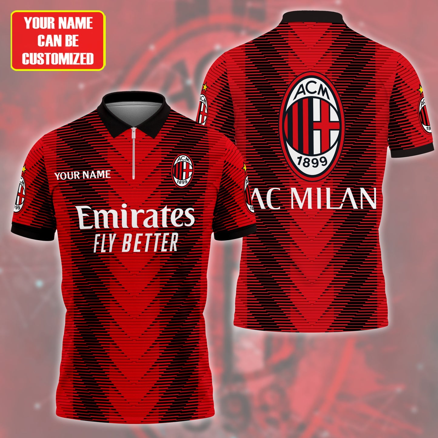Personalized AC Milan 3D Full Printing Set ,AC Milan Shirt , Hoodie , Short , Polo ,hawaii V3
