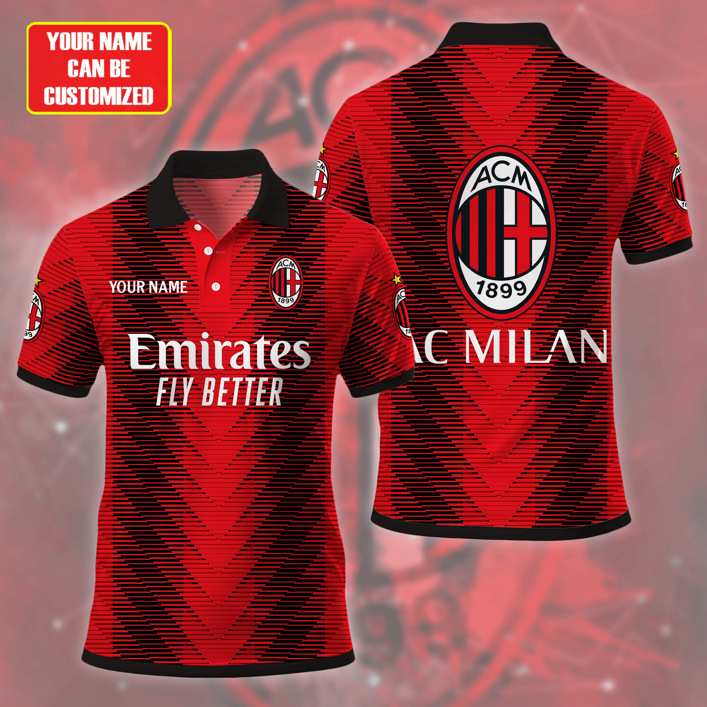 Personalized AC Milan 3D Full Printing Set ,AC Milan Shirt , Hoodie , Short , Polo ,hawaii V3
