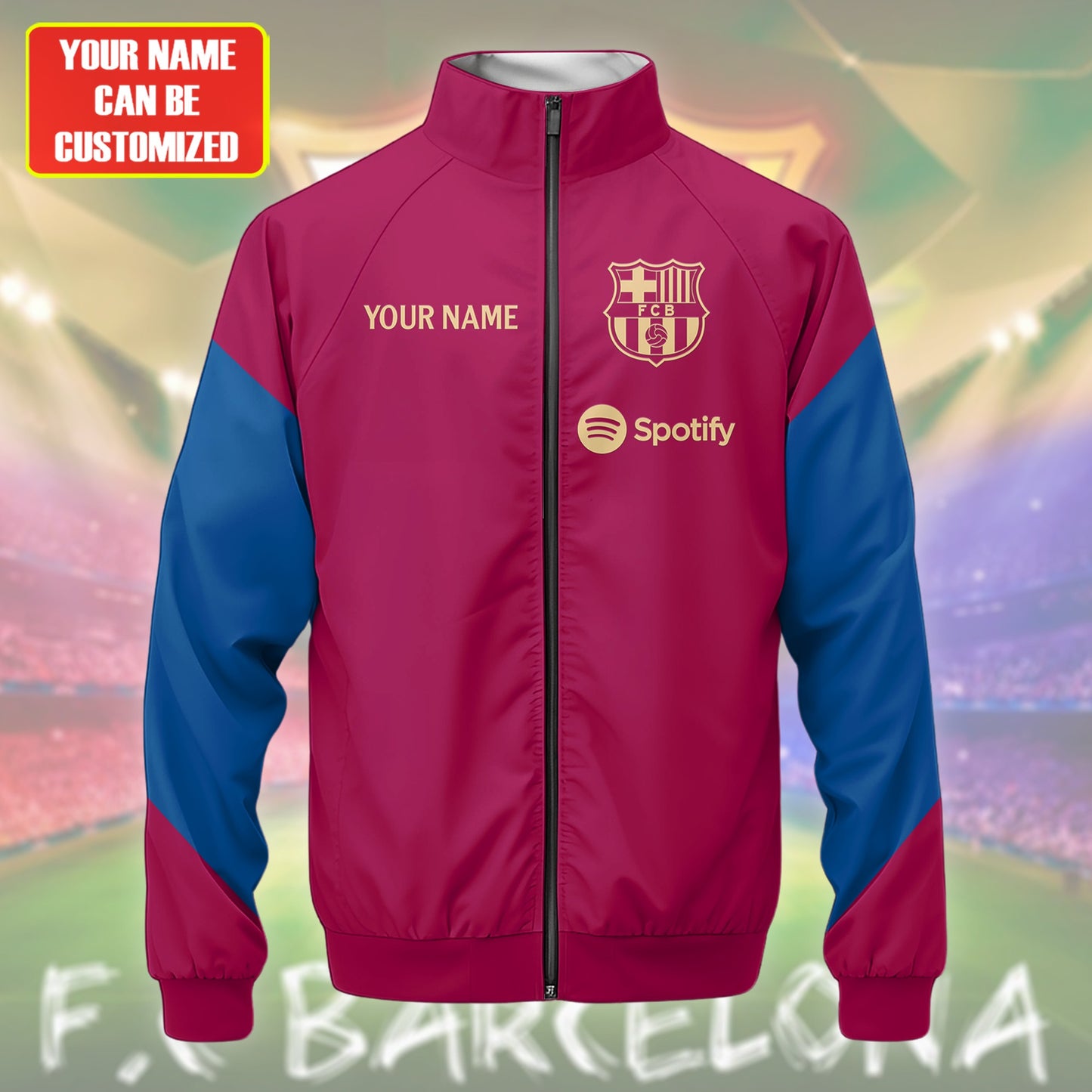 Personalized Barcelona Zipper Stand Collar Jacket & Sweatpants Set V4