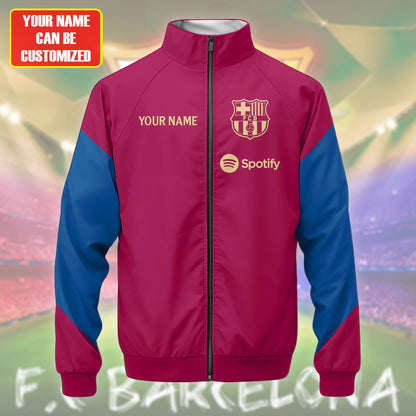 Personalized Barcelona Zipper Stand Collar Jacket & Sweatpants Set V4