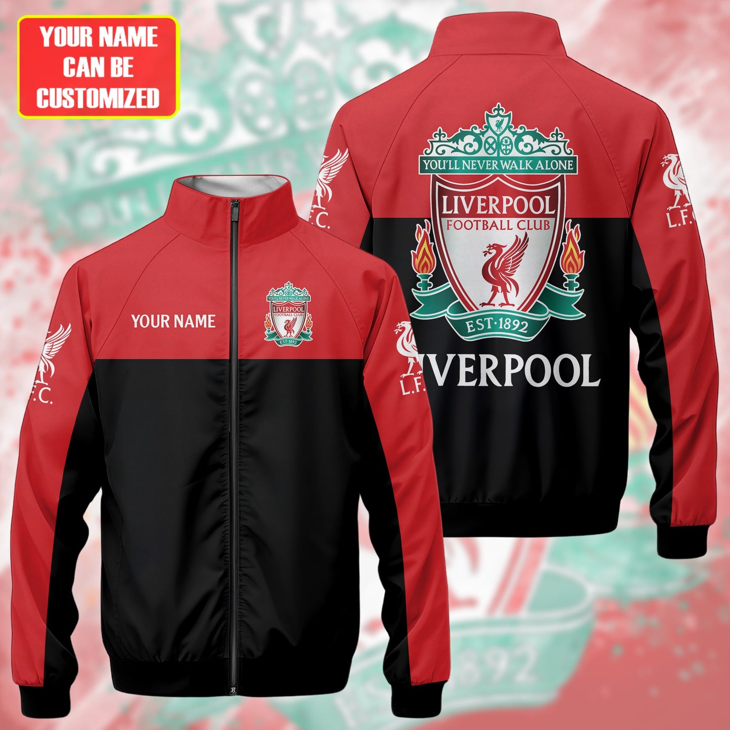 Personalized Liverpool Zipper Stand Collar Jacket & Sweatpants Set V3