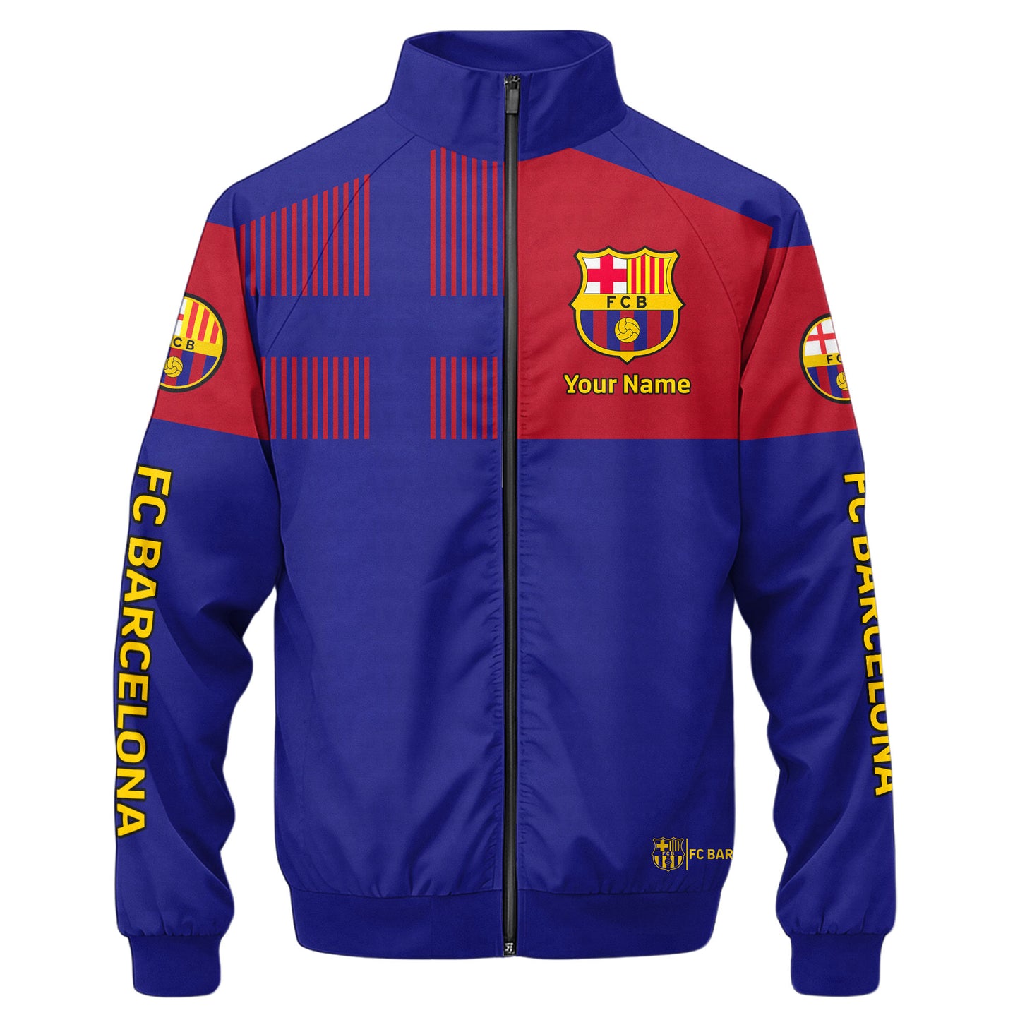 Personalized Barcelona FC Zipper Stand Collar Jacket & Sweatpants V5