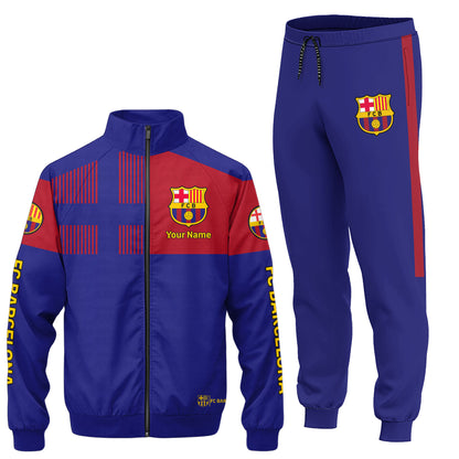 Personalized Barcelona FC Zipper Stand Collar Jacket & Sweatpants V5