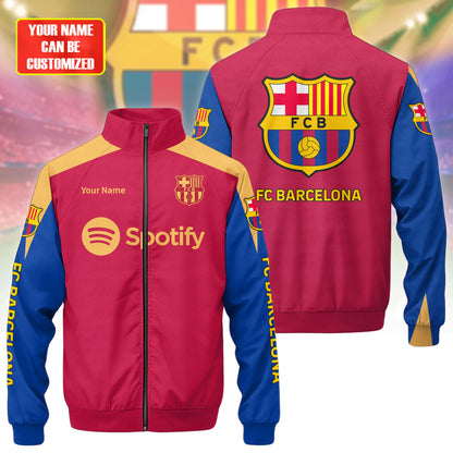 Personalized Barcelona FC Zipper Stand Collar Jacket & Sweatpants V6