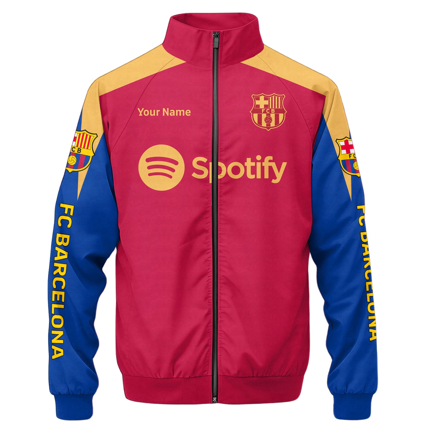 Personalized Barcelona FC Zipper Stand Collar Jacket & Sweatpants V6