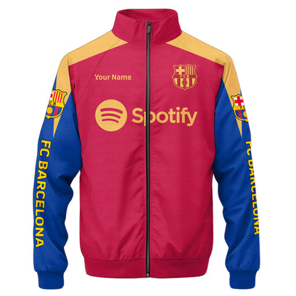 Personalized Barcelona FC Zipper Stand Collar Jacket & Sweatpants V6
