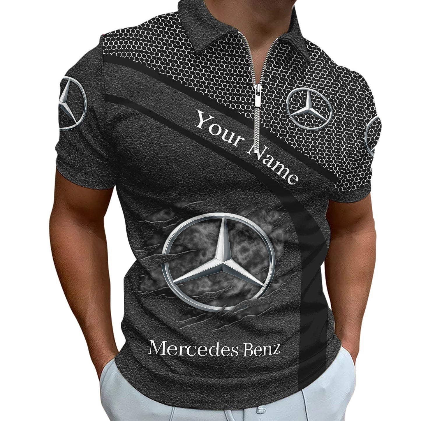 Personalized Mercedes 3D Zipper Polo, Hoodie , Short , Polo , hawaii