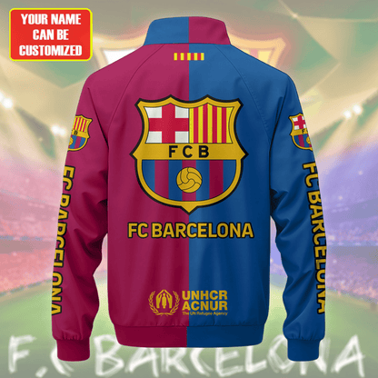 Personalized Barcelona FC Zipper Stand Collar Jacket & Sweatpants V7