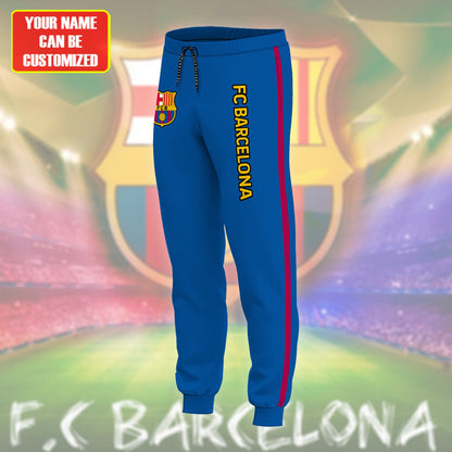 Personalized Barcelona FC Zipper Stand Collar Jacket & Sweatpants V7