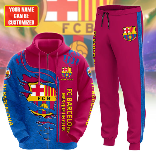 Personalized Barça Q21 3D All over Printed Hoodie and Sweatpants set