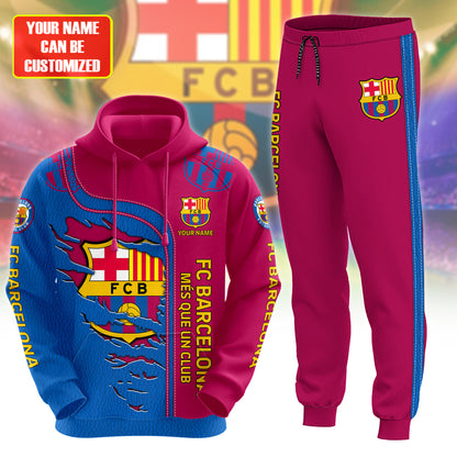 Personalized Barça Q21 3D All over Printed Hoodie and Sweatpants set