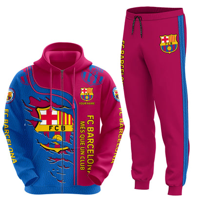 Personalized Barça Q21 3D All over Printed Hoodie and Sweatpants set