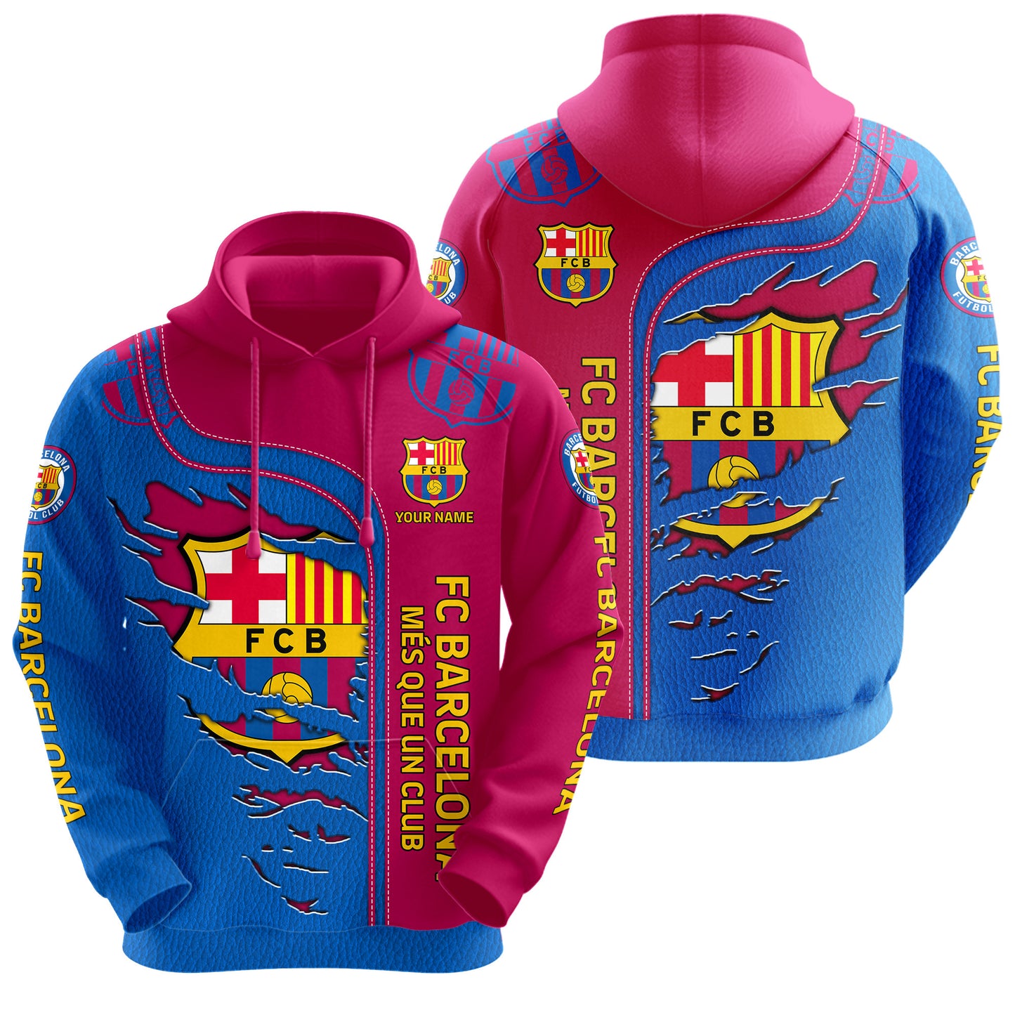 Personalized Barça Q21 3D All over Printed Hoodie and Sweatpants set
