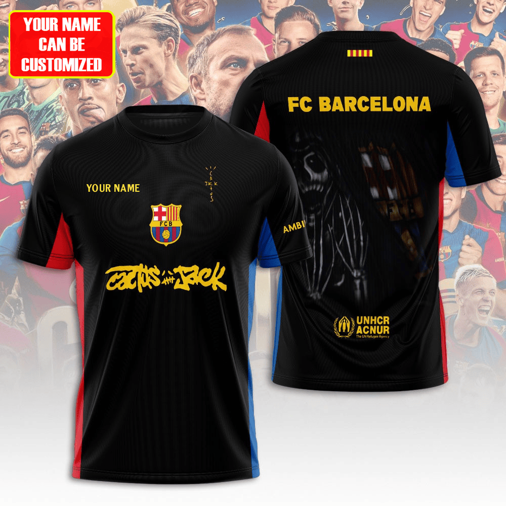 Personalized Barcelona Cactus Jack 3D Full Printing Set , Barcelona FC Shirt , Barcelona Set , Zipper Polo, Hoodie , Short , Polo , hawaii
