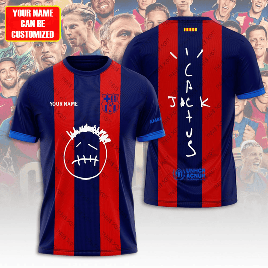 Personalized Barcelona x Travis 3D Full Printing Set , Barcelona FC Shirt , Barcelona Set , Zipper Polo, Hoodie , Short , Polo , hawaii