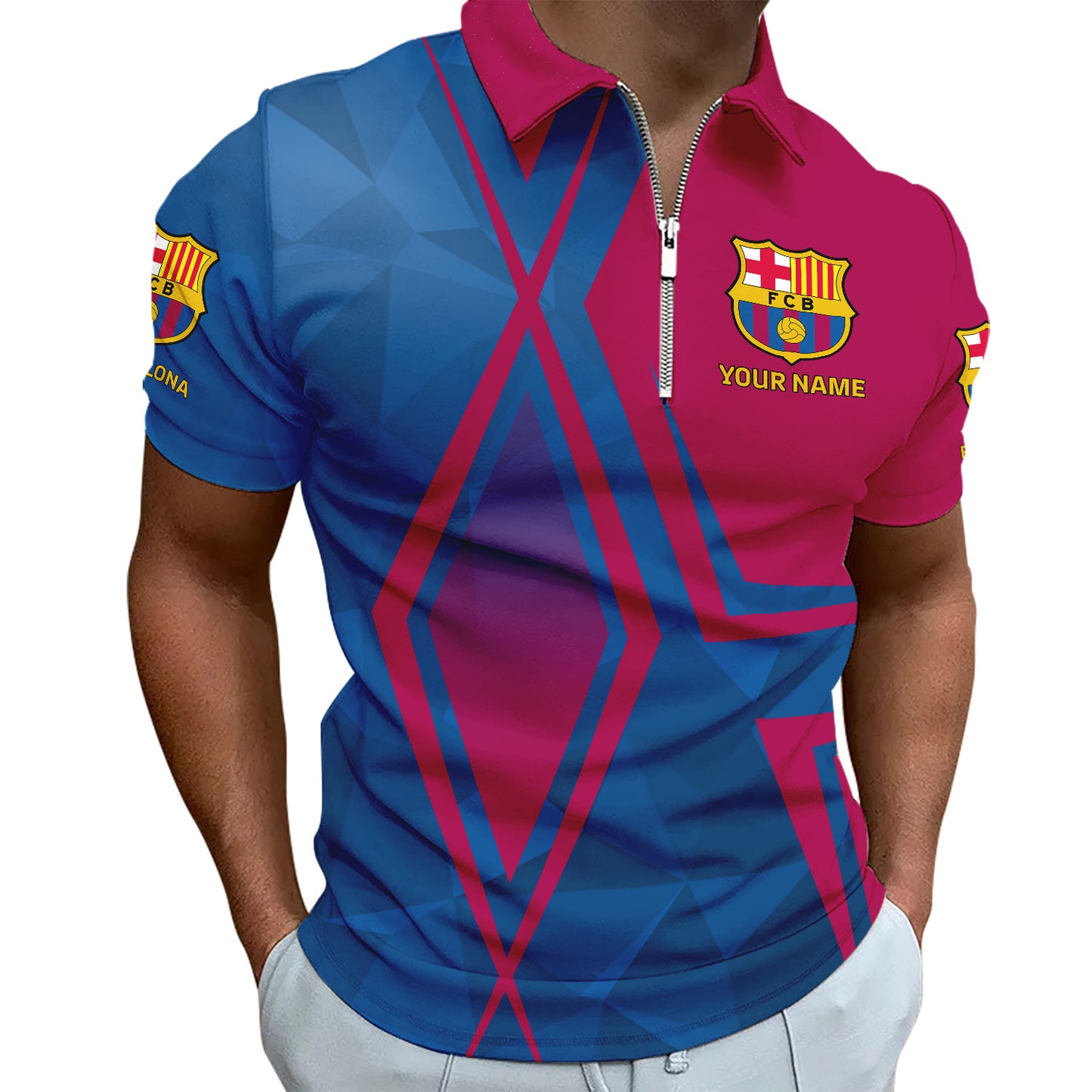 Personalized Barcelona 3D Full Printing Set , Barcelona FC Shirt , Barcelona Set , Zipper Polo, Hoodie , Short , Polo , hawaii
