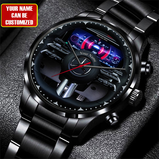 Personalized Merc Steering Wheel Luxury Stainless Steel Watch V2