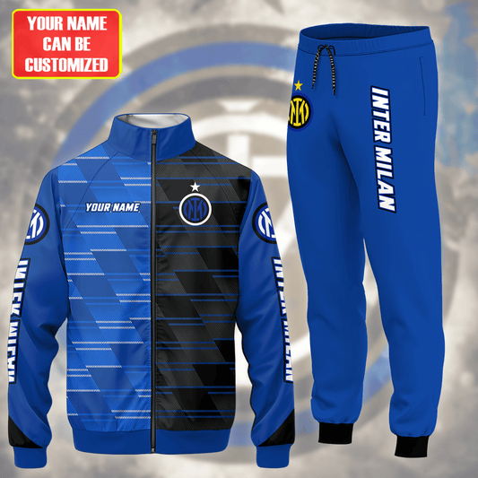 Personalized Inter Milan Zipper Stand Collar Jacket & Sweatpants
