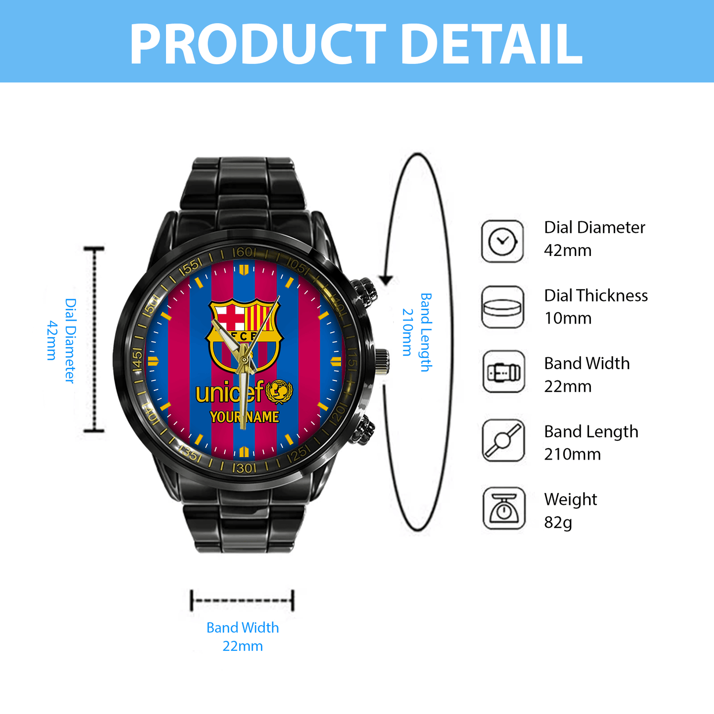 Barcelona Luxury Stainless Steel Watch