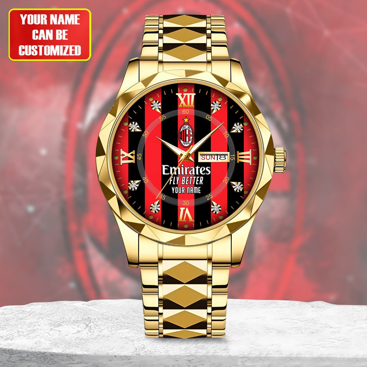 Personalized AC Milan Uniform Alloy Charley Watch
