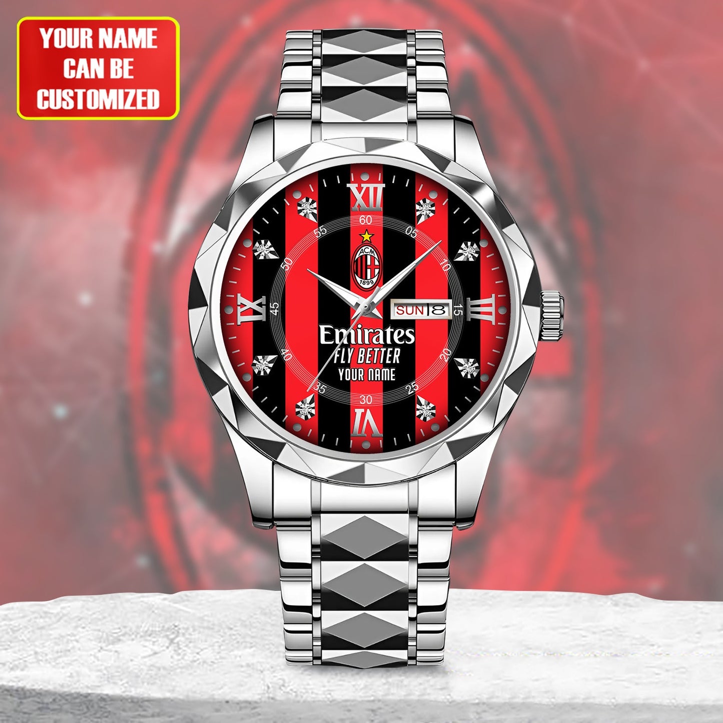 Personalized AC Milan Uniform Alloy Charley Watch