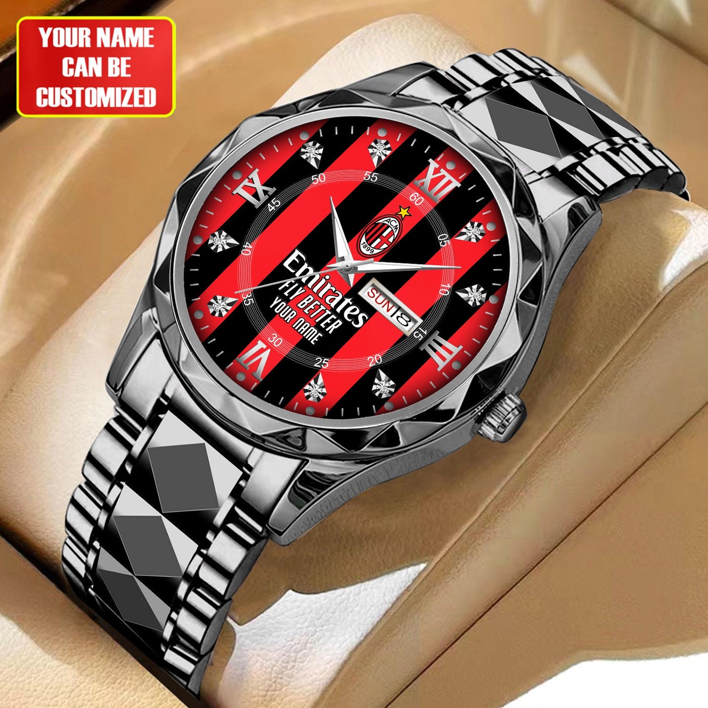 Personalized AC Milan Uniform Alloy Charley Watch