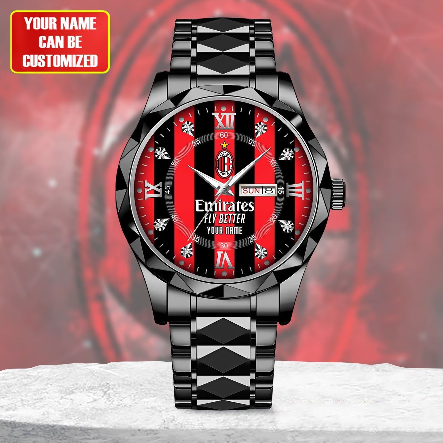 Personalized AC Milan Uniform Alloy Charley Watch