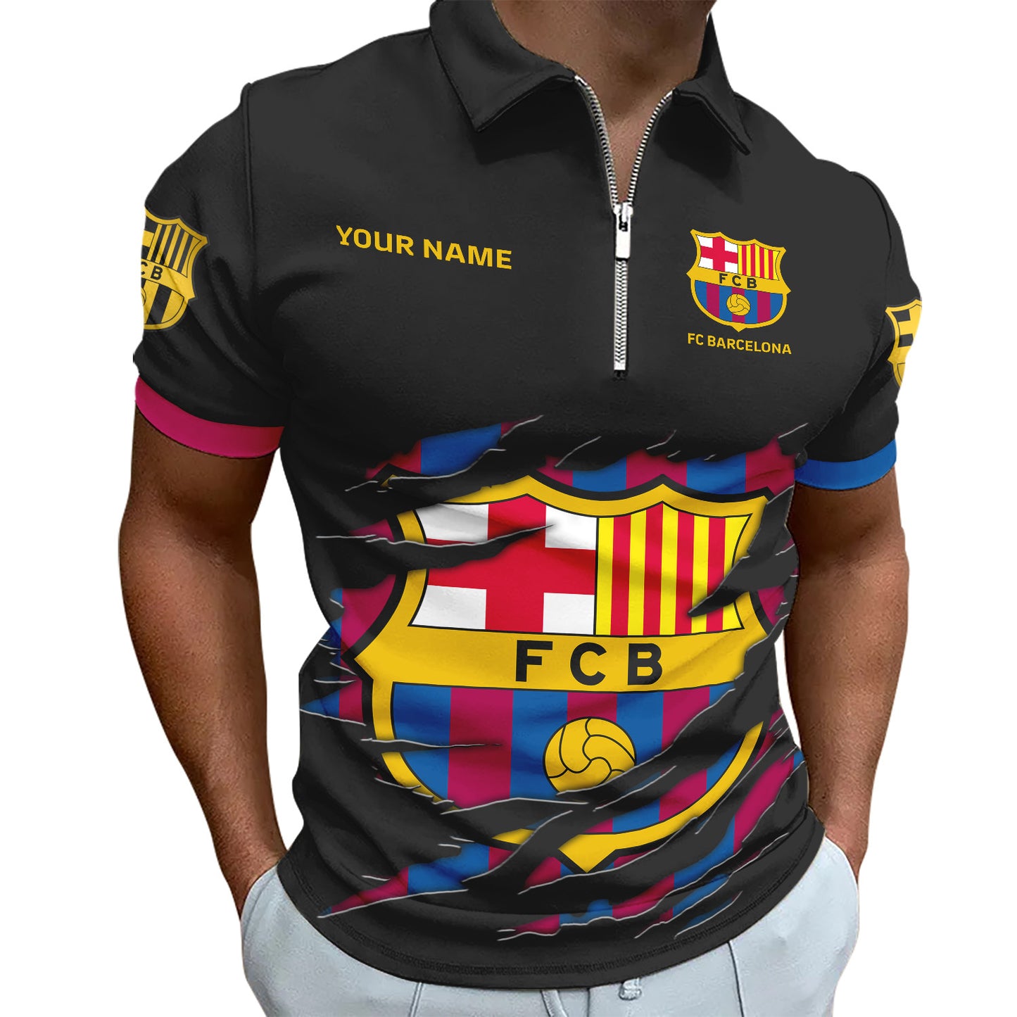 Personalized Barcelona FC 3D Full Printing Set , Barcelona FC Shirt , Barcelona Set , Zipper Polo, Hoodie , Short , Polo , hawaii V2