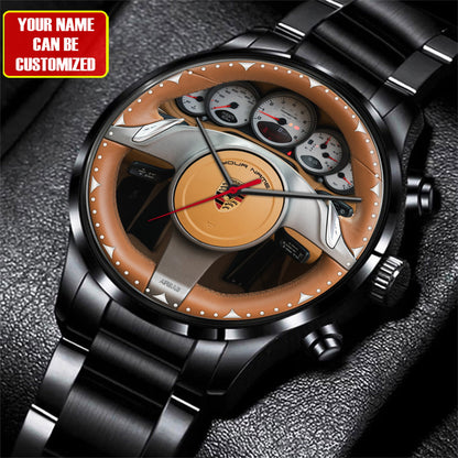 Personalized Pors Wood Carbin Stainless Steel Watch