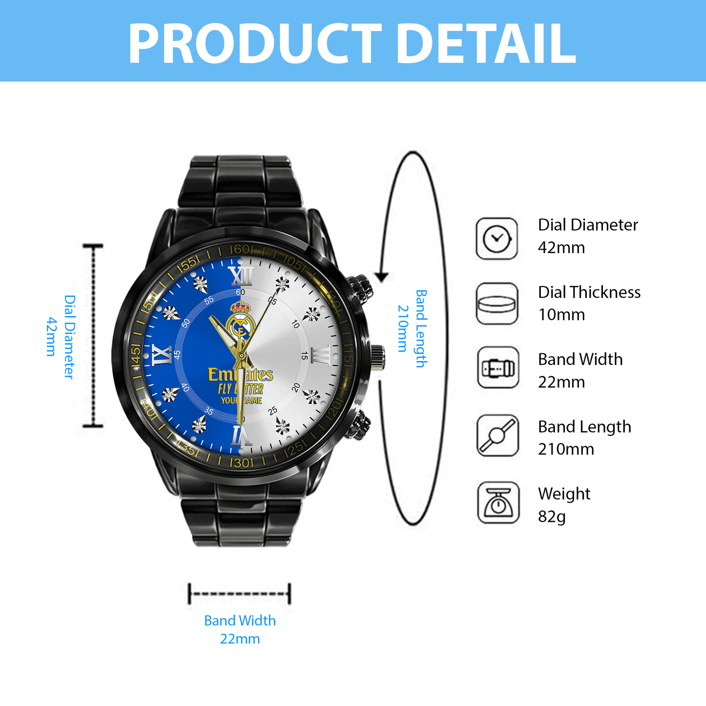 Real Madrid Luxury Stainless Steel Watch V18