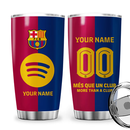 Personalized Barcelona Uniform Stainless Tumbler 20oz 30oz Cup