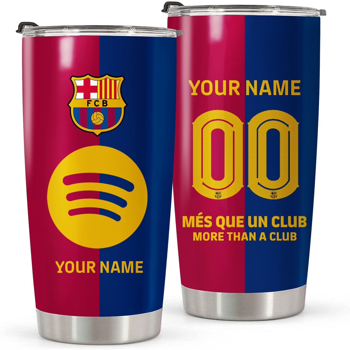 Personalized Barcelona Uniform Stainless Tumbler 20oz 30oz Cup