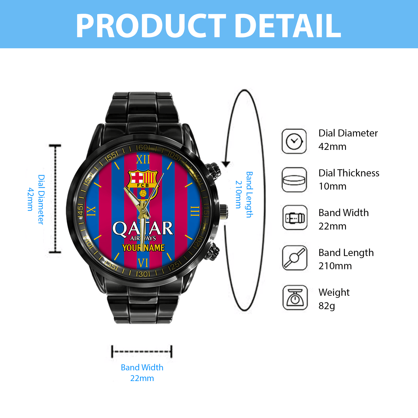 Barcelona FC Luxury Stainless Steel Watch V2