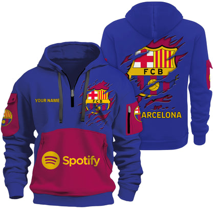 Personalized Barcelona Tear 3D Zip-Hoodie Cotton Jacket