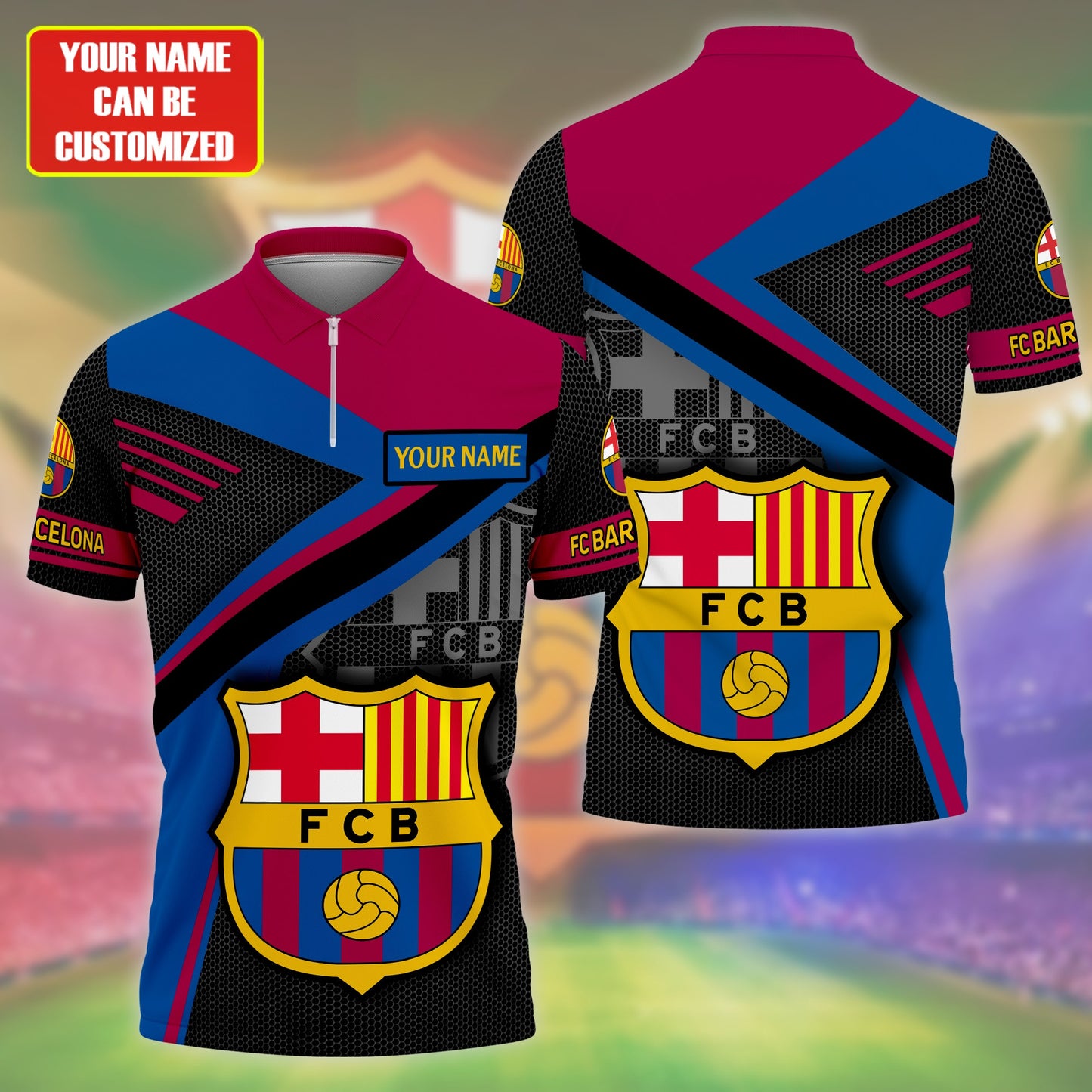 Personalized Barcelona FC 3D Full Printing Set , Barcelona FC Shirt , Barcelona Set , Zipper Polo, Hoodie , Short , Polo , hawaii V4