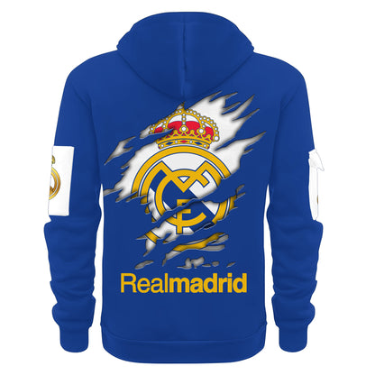 Personalized Real Madrid Tear 3D Zip-Hoodie Cotton Jacket