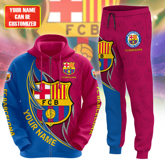 Personalized Barça Q22 3D All over Printed Hoodie and Sweatpants set
